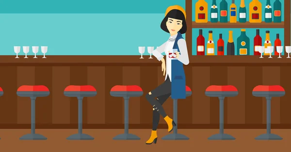 Γυναίκα που κάθεται στο μπαρ. — Διανυσματικό Αρχείο
