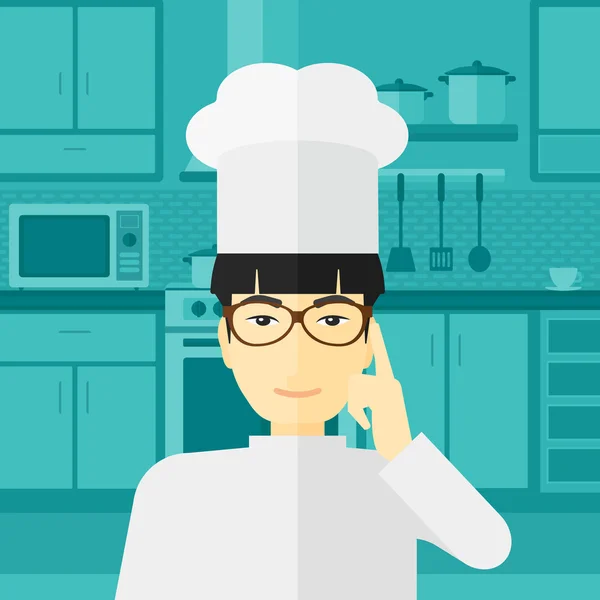 Chef pointing forefinger up. — Stock Vector