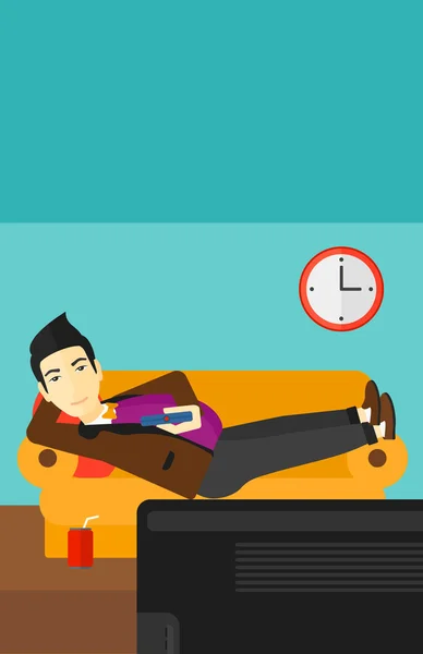 Man lying on sofa. — Stock Vector