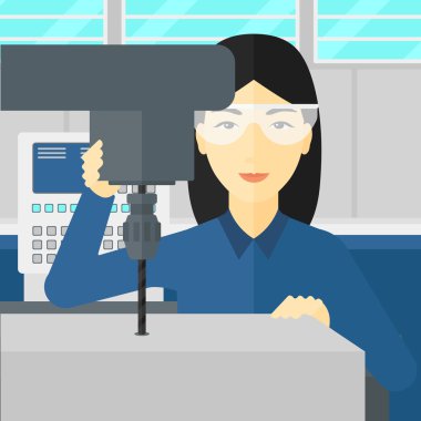 Sıkıcı ile çalışan kadın değirmen.