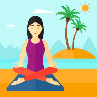 Lotus pozunda meditasyon yapan kadın..