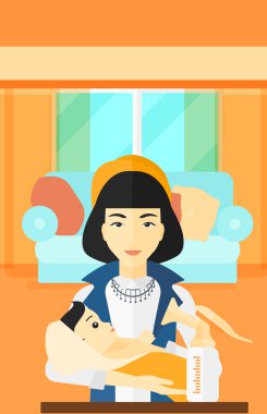 Kadın göğüs pompası ile.