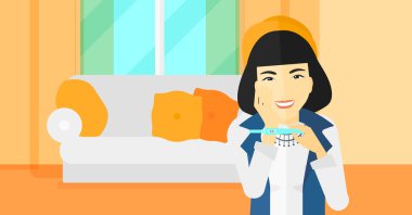 Hamilelik testi olan kadın.