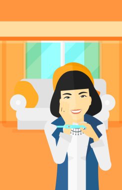 Hamilelik testi olan kadın.