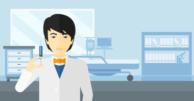 Doktor hastane koğuşunda şırınga.