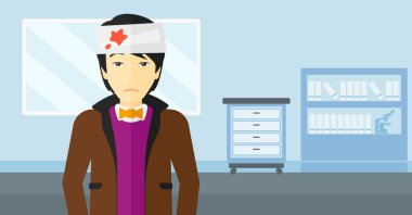 Man with injured head.