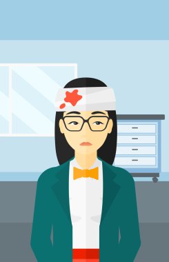 Kadın yaralı kafa ile.