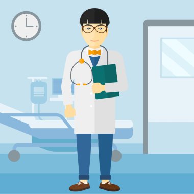 Hastane koğuşunda doktor.