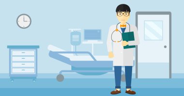 Hastane koğuşunda doktor.