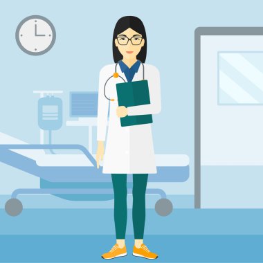 Hastane koğuşunda doktor.