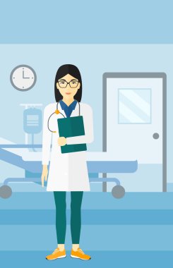 Hastane koğuşunda doktor.