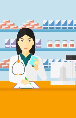 Pharmacist taking notes.