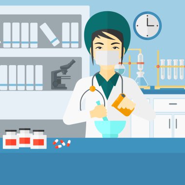 Eczacı ilaç hazırlama.