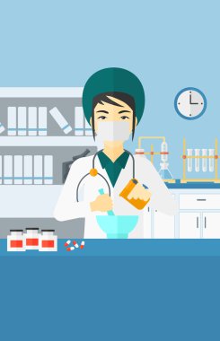 Eczacı ilaç hazırlama.