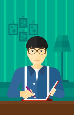Reporter with writing-pad. clipart