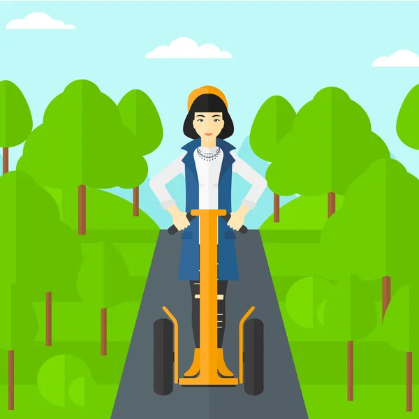 Femme chevauchant sur scooter électrique . — Image vectorielle