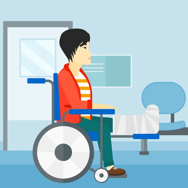 Patient assis en fauteuil roulant . — Image vectorielle