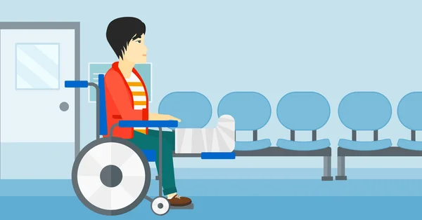 Patient assis en fauteuil roulant . — Image vectorielle