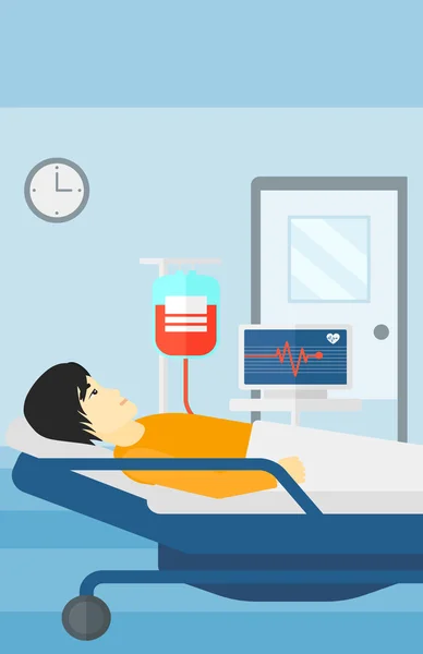 Ασθενής που είναι ξαπλωμένος στο κρεβάτι του νοσοκομείο. — Διανυσματικό Αρχείο