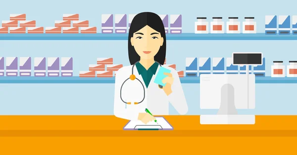 Farmacéutico tomando notas . — Vector de stock