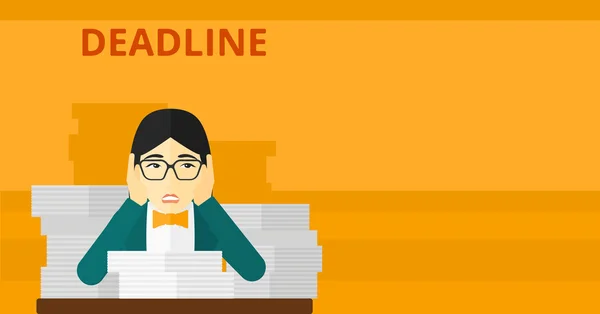 Woman having problem with deadline. — ストックベクタ