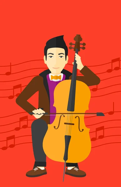 Man spelen cello. — Stockvector