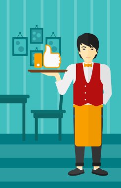 Waiter with like button.