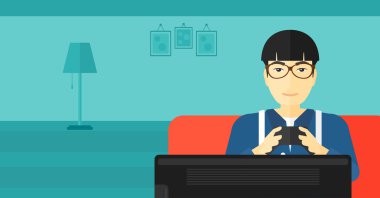 Bağımlısı video gamer.