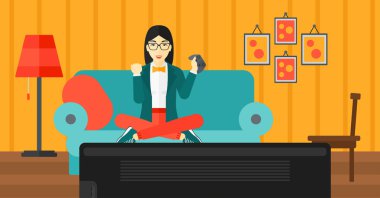 video oyunu oynayan kadın.