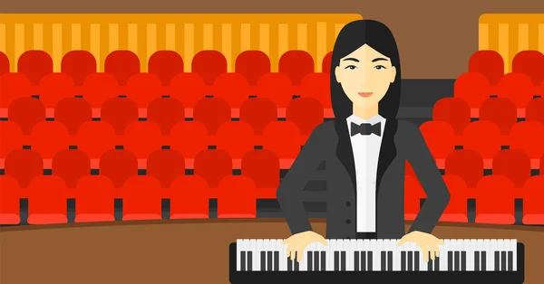 Donna che suona il pianoforte . — Vettoriale Stock