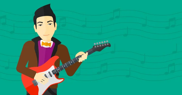 Músico tocando la guitarra eléctrica. — Vector de stock