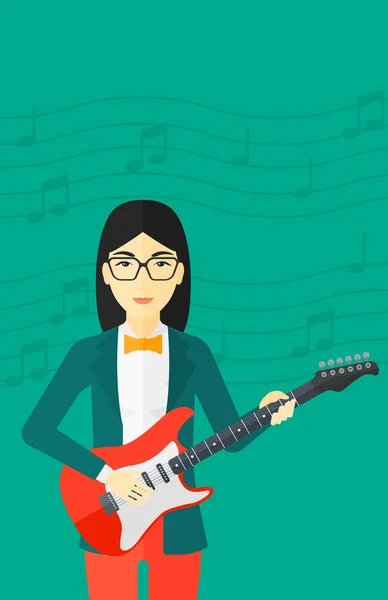 Músico tocando la guitarra eléctrica. — Vector de stock