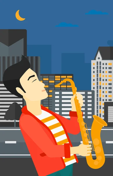 Hudebník hraje saxofon. — Stockový vektor