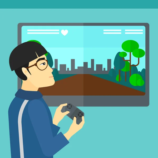 Homme jouant jeu vidéo. — Image vectorielle