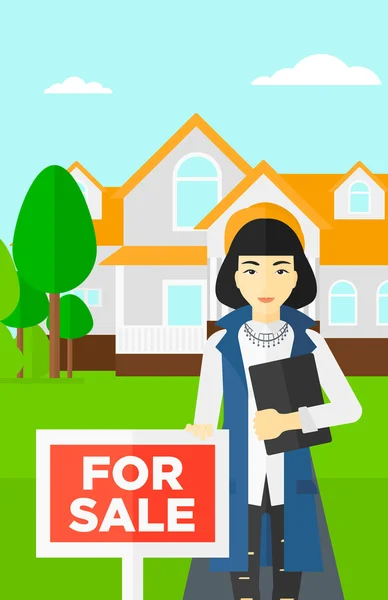 Inmobiliaria ofreciendo casa . — Vector de stock