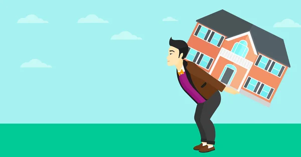 Hombre llevando casa . — Vector de stock