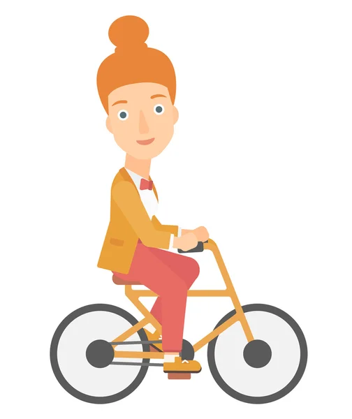 Женский велоспорт на работу . — стоковый вектор
