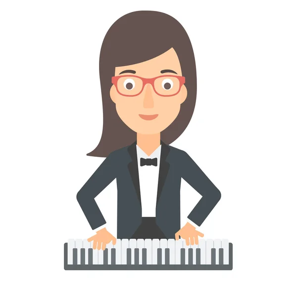 Mujer tocando el piano . — Vector de stock