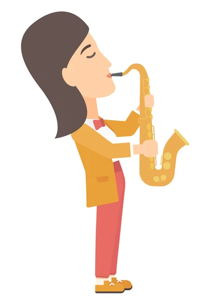 Woman playing saxophone. — Stock Vector