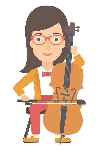 Mujer tocando violonchelo . — Vector de stock