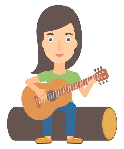 Женщина играет на гитаре. — стоковый вектор