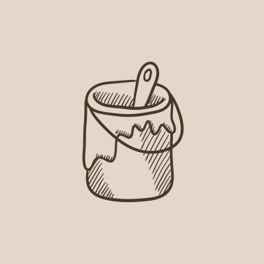 Boya fırça boya teneke kroki simgesi.