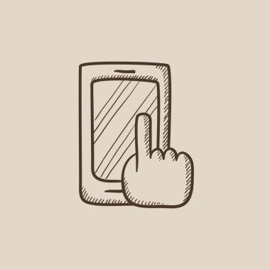 Akıllı telefon kroki simgesini işaret parmak.