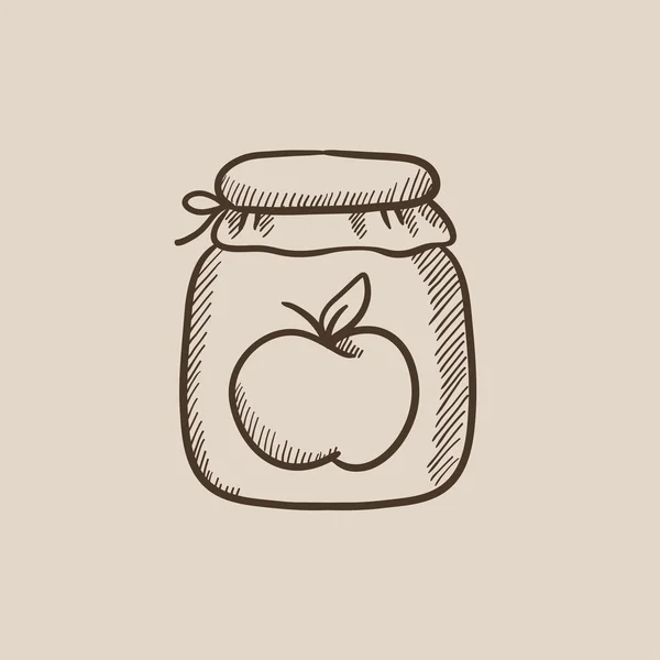 Icône de croquis pot de confiture de pomme . — Image vectorielle