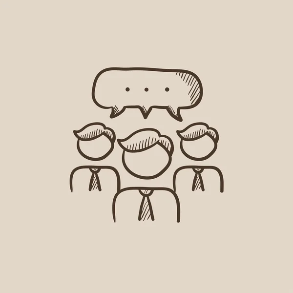 Personas con el habla cuadrada por encima de sus cabezas icono de boceto . — Archivo Imágenes Vectoriales