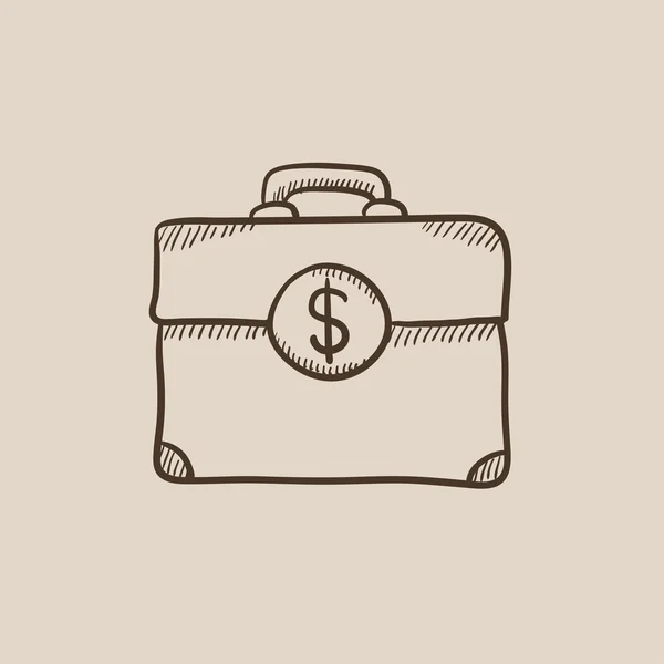 Valise avec symbole dollar icône de croquis . — Image vectorielle