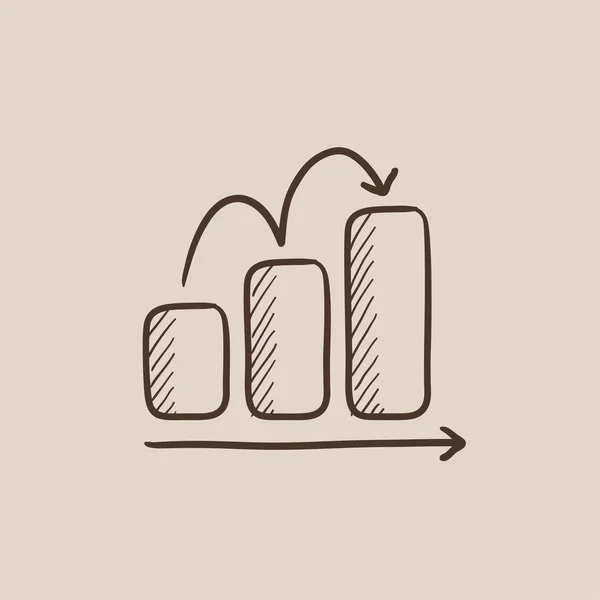 Bar chart upward sketch icon. — Stock Vector
