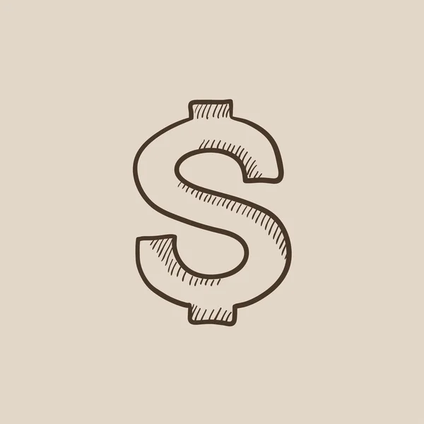 Dollar symbole croquis icône . — Image vectorielle