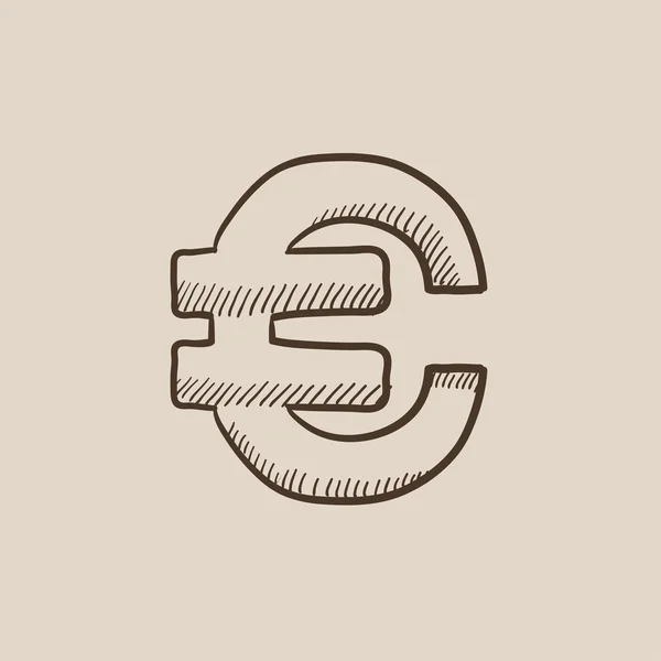 Symbole Euro icône croquis . — Image vectorielle
