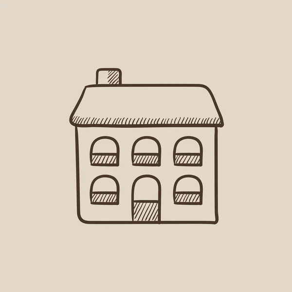 Två våningar lösgörs hus skiss ikon. — Stock vektor